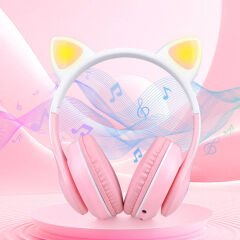 Kedi Kulaklı Tasarımlı RGB Işıklı Bluetooth Kulaklık