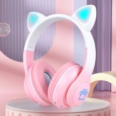 Kedi Kulaklı Tasarımlı RGB Işıklı Bluetooth Kulaklık