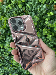 15 Pro Max Pembe Desenli Parlak Kılıf