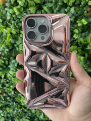 15 Pro Max Pembe Desenli Parlak Kılıf