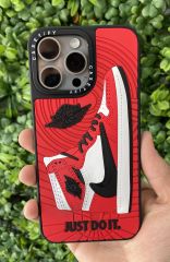 15 Pro Max Jordan Kabartmalı Kırmızı Kılıf