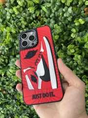 15 Pro Max Jordan Kabartmalı Kırmızı Kılıf
