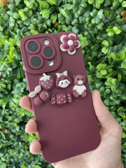 iPhone 15 Pro Max Bordo Renk Kamera Korumalı Kabartmalı Slikon Kılıf