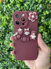 iPhone 15 Pro Max Bordo Renk Kamera Korumalı Kabartmalı Slikon Kılıf