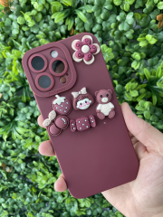 iPhone 15 Pro Max Bordo Renk Kamera Korumalı Kabartmalı Slikon Kılıf