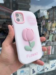 iPhone 11 Uyumlu 3D Lale Kabartmalı Darbeye Dayanıklı Telefon Kılıfı