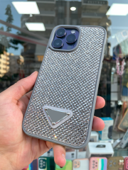 iPhone 14 Pro Max Uyumlu Gri Taşlı Kılıf