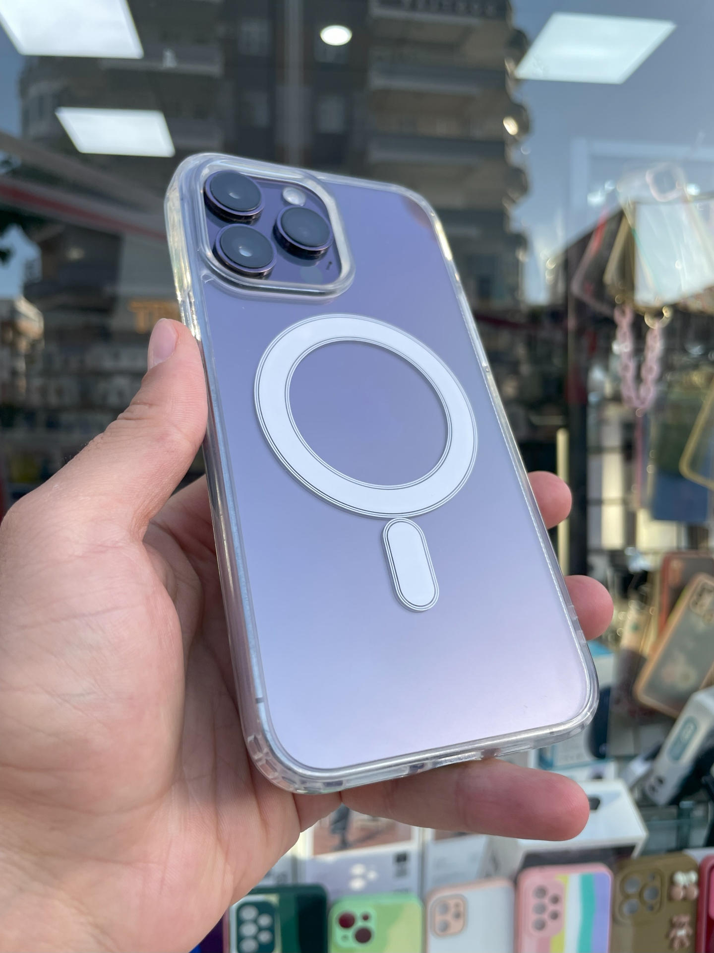 iPhone 14 Pro Max Uyumlu Magsafe Şeffaf Yanları Yumuşak Kılıf