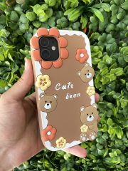 iPhone 11 Ayıcık Desenli Üstün Korumalı Kabartma 3D Kılıf