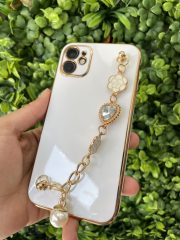 iPhone 11 Lens Korumalı Taşlı Tutamaçlı Kılıf