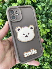 iPhone 11 Ayıcıklı Kamera Korumalı Kılıf Kahverengi