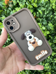 iPhone 11 Uyumlu 3D Baskı Ayıcıklı Kahverengi Kılıf1