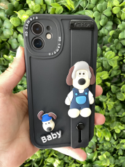 iPhone 11 Uyumlu 3D Baskılı Tutamaçlı Siyah Renk Kılıf