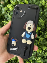 iPhone 11 Uyumlu 3D Baskılı Tutamaçlı Siyah Renk Kılıf