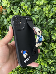 iPhone 11 Uyumlu 3D Baskılı Tutamaçlı Siyah Renk Kılıf