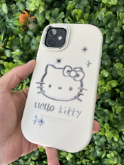 iPhone 11 Hello Kitty Gri Renk Slikon Kılıf