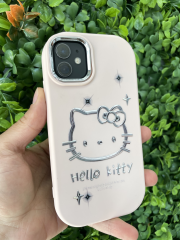 iPhone 11 Hello Kitty Gri Pembe Slikon Kılıf