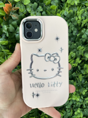 iPhone 11 Hello Kitty Gri Pembe Slikon Kılıf