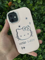 iPhone 11 Hello Kitty Gri Pembe Slikon Kılıf