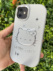 iPhone 11 Hello Kitty Gri Slikon Kılıf
