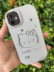 iPhone 11 Hello Kitty Gri Slikon Kılıf
