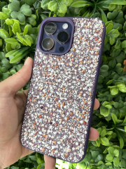 iPhone 14 Pro Max Uyumlu Küçük Taşları Olan Mor Renk Kılıf