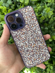 iPhone 14 Pro Max Uyumlu Küçük Taşları Olan Mor Renk Kılıf
