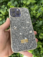iPhone 14 Pro Max Uyumlu Küçük Taşları Olan SW Beyaz Kılıf