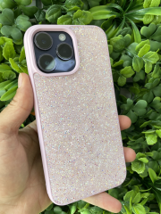 iPhone 14 Pro Max Uyumlu Pembe Renk Taşlı Kılıf