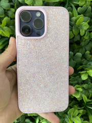 iPhone 14 Pro Max Uyumlu Pembe Renk Taşlı Kılıf