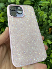 iPhone 14 Pro Max Uyumlu Pembe Renk Taşlı Kılıf