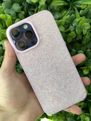 iPhone 14 Pro Max Uyumlu Pembe Renk Taşlı Kılıf