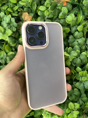 iPhone 14 Pro Max Uyumlu Arkası Şeffaf Yanları Pembe Kılıf