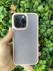 iPhone 14 Pro Max Uyumlu Arkası Şeffaf Yanları Pembe Kılıf