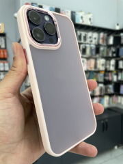 iPhone 14 Pro Max Uyumlu Arkası Şeffaf Yanları Pembe Kılıf