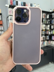 iPhone 14 Pro Max Uyumlu Arkası Şeffaf Yanları Pembe Kılıf