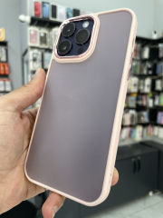 iPhone 14 Pro Max Uyumlu Arkası Şeffaf Yanları Pembe Kılıf