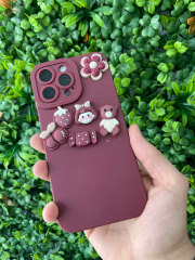 iPhone 14 Pro Max Mor Kamera Korumalı Kabartmalı Slikon Kılıf