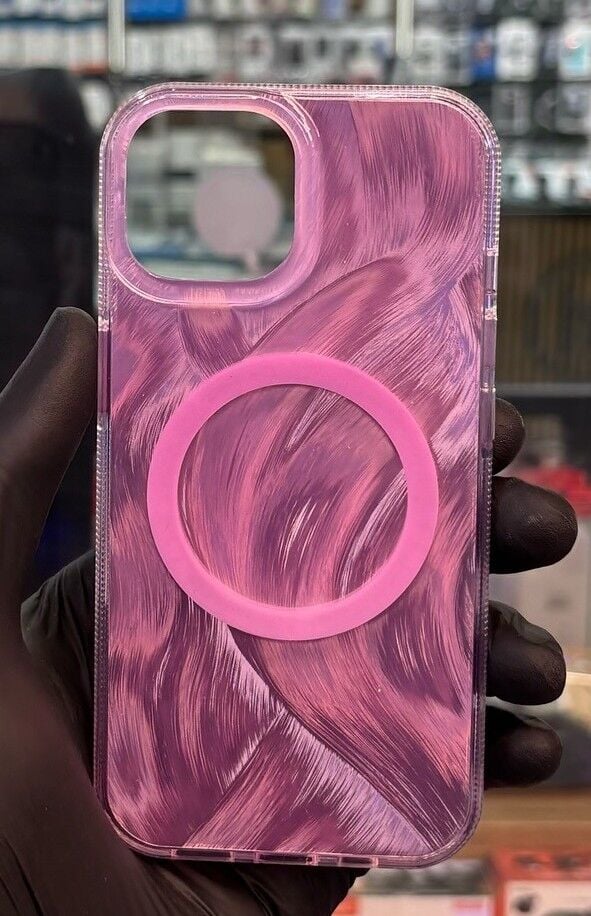 14 Pro Max Uyumlu Palet Boya Desenli Pembe Kılıf