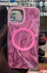 14 Pro Max Uyumlu Palet Boya Desenli Pembe Kılıf