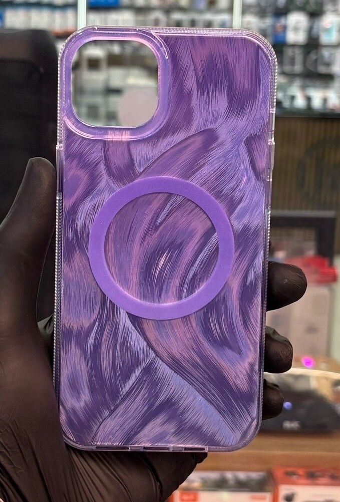 14 Pro Max Uyumlu Palet Boya Desenli Mor Kılıf