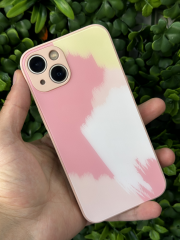 iPhone 13-14 Uyumlu Baskılı Yanları Yumuşak Arkası Baskılı Pembe