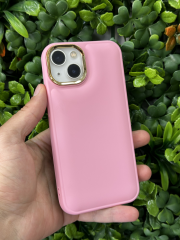 iPhone 13-14 Uyumlu Pembe Slikon Kılıf Şişme Arkası Pofuduk