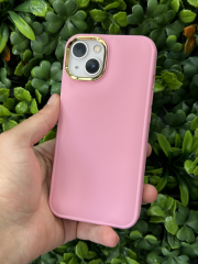 iPhone 13-14 Uyumlu Pembe Slikon Kılıf Şişme Arkası Pofuduk