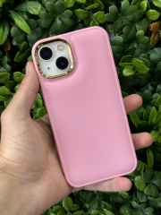 iPhone 13-14 Uyumlu Pembe Slikon Kılıf Şişme Arkası Pofuduk