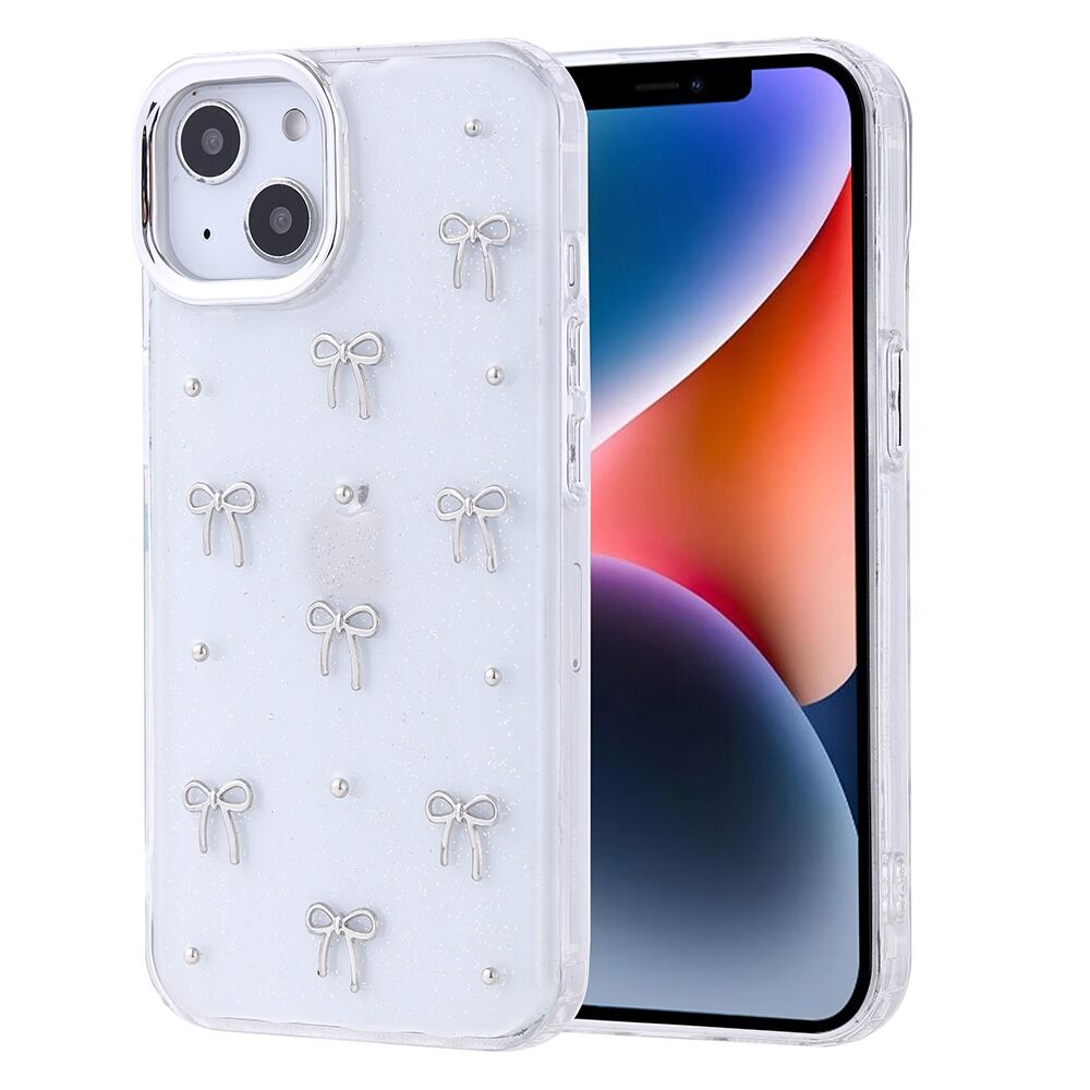 Apple iPhone 13 Kılıf Fiyonk Simli Şeffaf