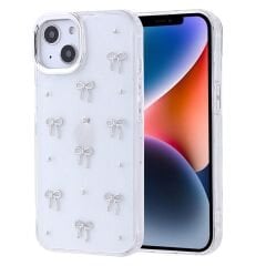 Apple iPhone 13 Kılıf Fiyonk Simli Şeffaf