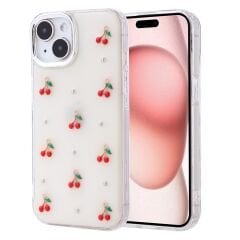 Apple iPhone 15 Kılıf Fiyonk Simli Şeffaf