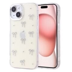Apple iPhone 15 Kılıf Fiyonk Simli Şeffaf