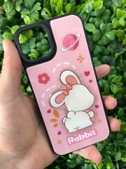 Apple iPhone 13-14 Uyumlu Ayıcık Baskılı 3D Pembe Kılıf